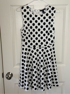 Forever 21 Black White Polka Dot Fit & Flare Dress Size Small Sleeveless
